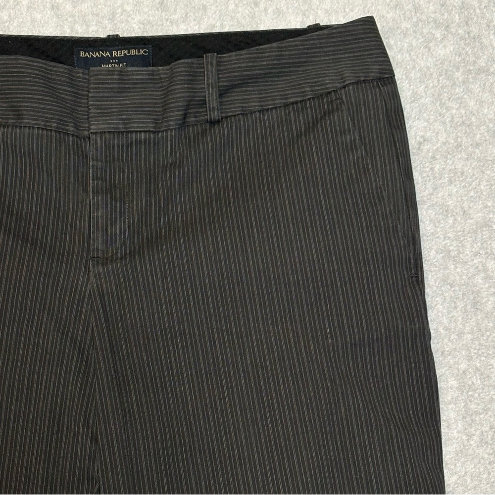 Banana Republic Martin Fit Dress Pants Trousers-Black Pinstripe-Women Size 10